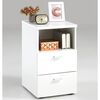 FMD Bedside Cabinet with 2 Drawers and Open Shelf White 652-00