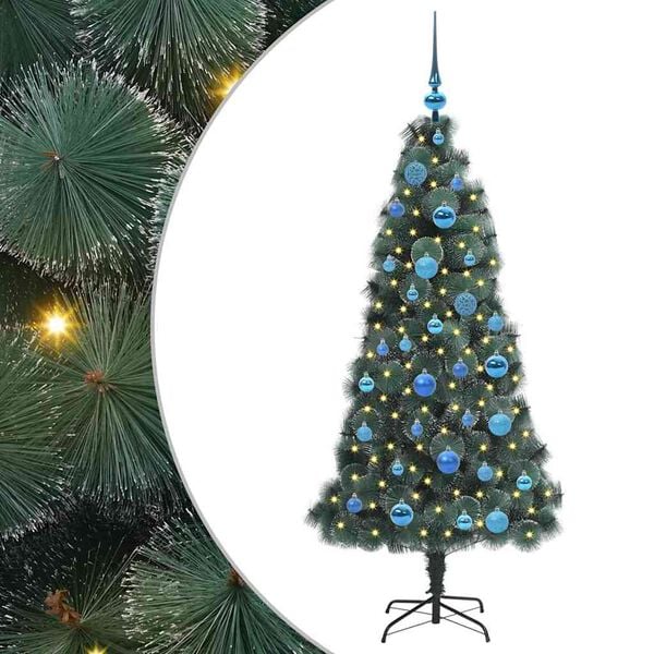 vidaXL Artificial Pre-lit Christmas Tree with Ball Set Green 150 cm