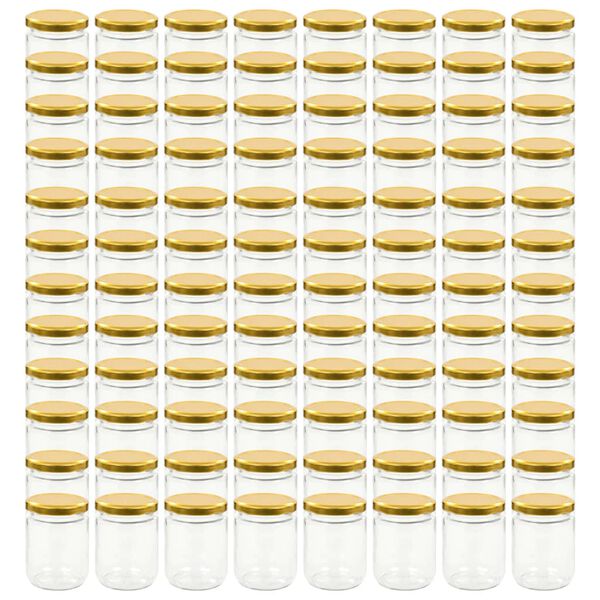 vidaXL Glass Jam Jars with Gold Lid 96 pcs 230 ml
