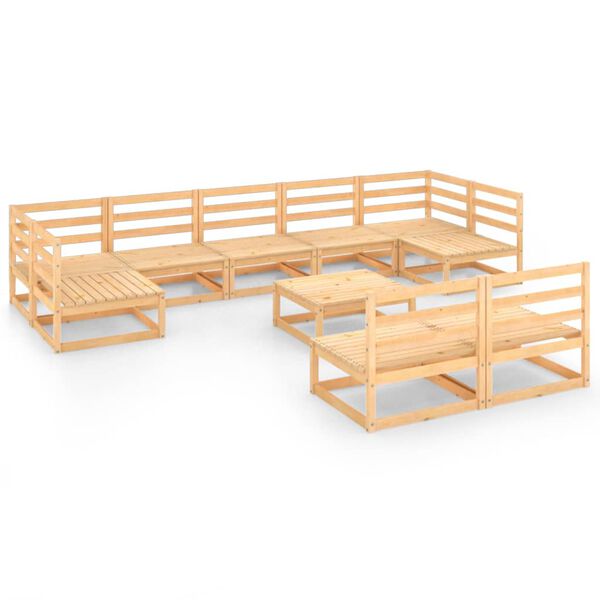 vidaXL 10 Piece Garden Lounge Set Solid Pinewood