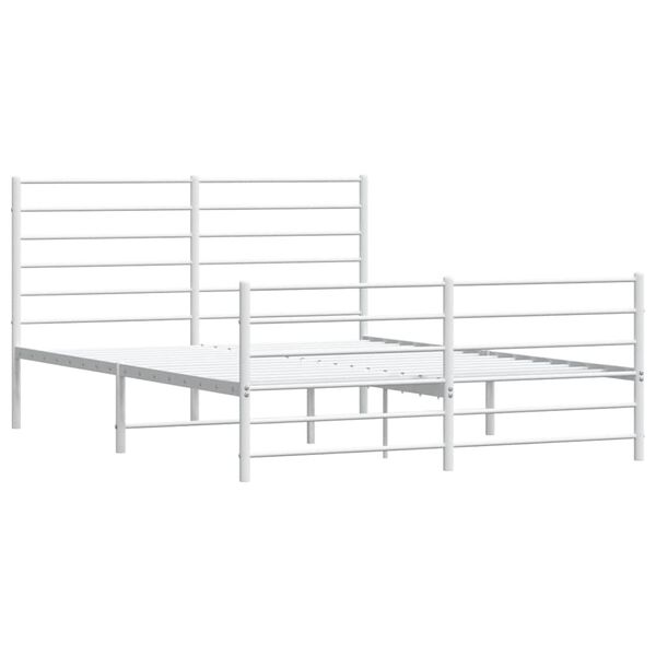 vidaXL Metal Bed Frame without Mattress with Footboard White 120x190cm