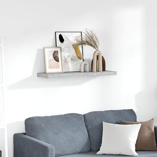 vidaXL Floating Wall Shelf Concrete Grey 80x23.5x3.8 cm MDF