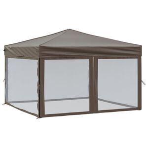 vidaXL Folding Party Tent with Sidewalls Taupe 3x3 m