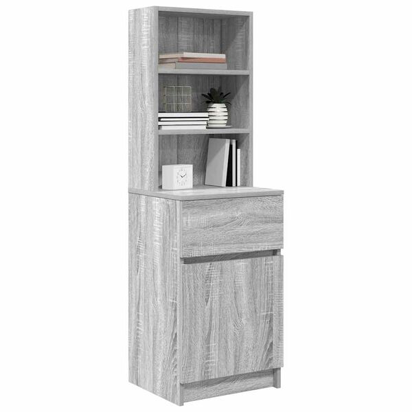 vidaXL Bedside Cabinet Grey Sonoma 39x35x125 cm Engineered Wood