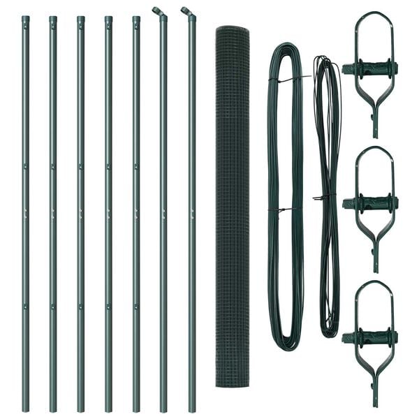 vidaXL Fence Post Green 10 x 1.5 m (16 x 16 mm mesh) Steel and PVC