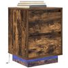 vidaXL Bedside Cabinets with LED Lights&nbsp;2 pcs Smoked Oak 38x34x50 cm