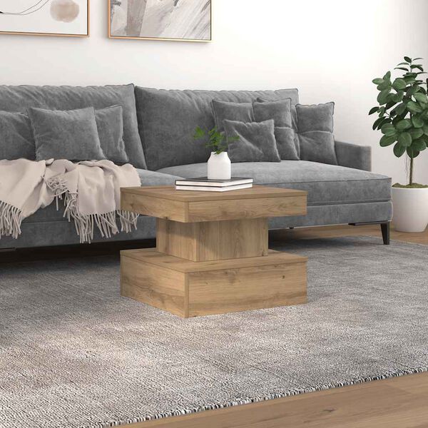 vidaXL Coffee Table with LED Lights Artisian Oak 50x50x40 cm