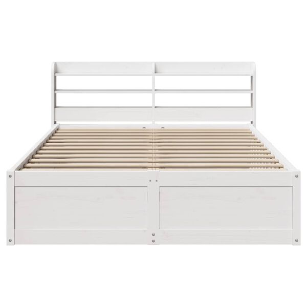 vidaXL Bed Frame with Headboard White 120x190 cm Small Double Solid Wood Pine
