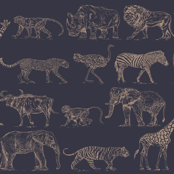 Noordwand Wallpaper Kids @ Home Safari Midnight Blue