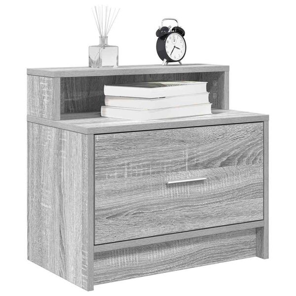 vidaXL Bedside Cabinets with Drawer 2 pcs Grey Sonoma 51x31x47 cm