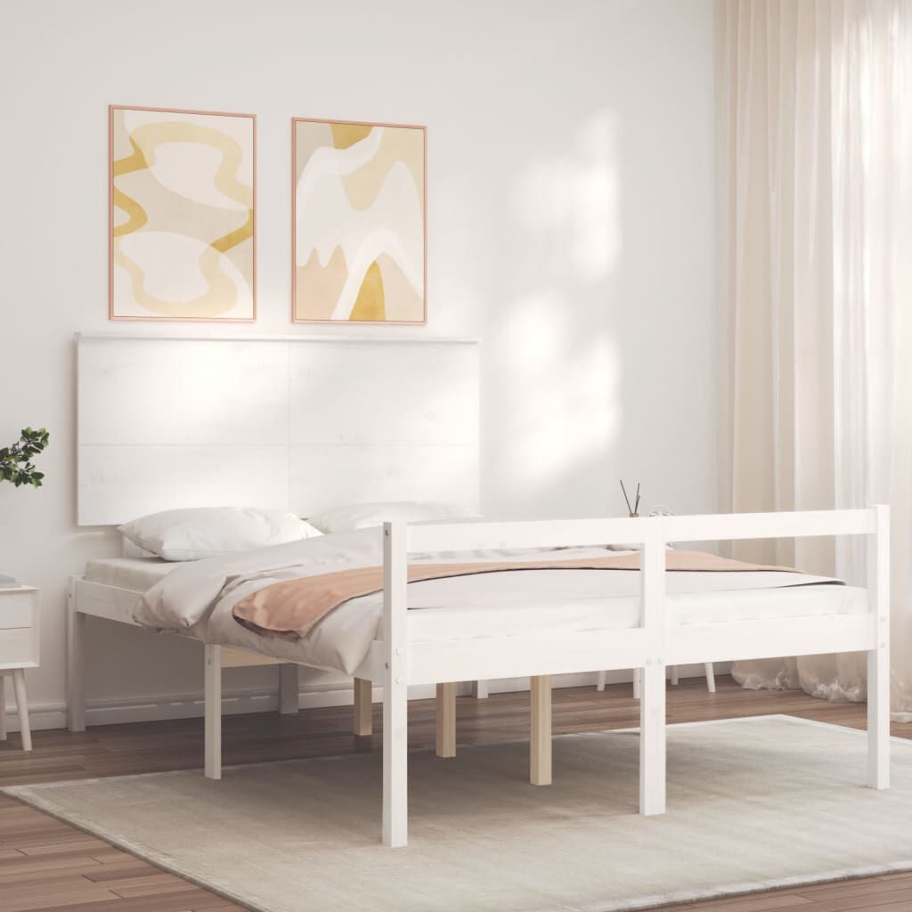 White bed frame and deals headboard full