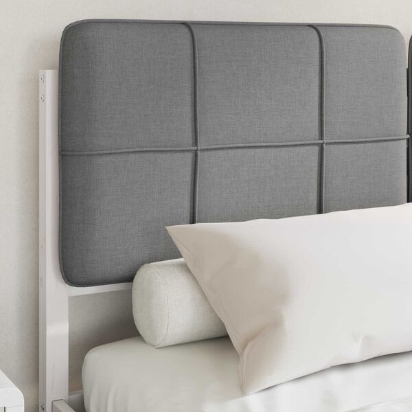 vidaXL Bed Frame with Upholstered Headboard Light Grey 140 x 190 cm