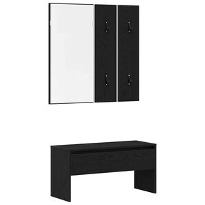 vidaXL Hallway Furniture Set 4 pcs Black Oak 80 x 30.5 x 40 cm
