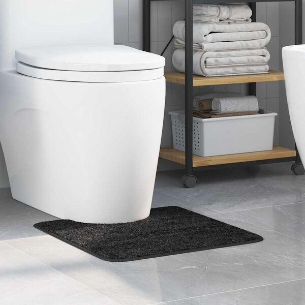vidaXL Anti-slip Bath Mat with Toilet Cut Dark Grey 50 x 50 cm PP