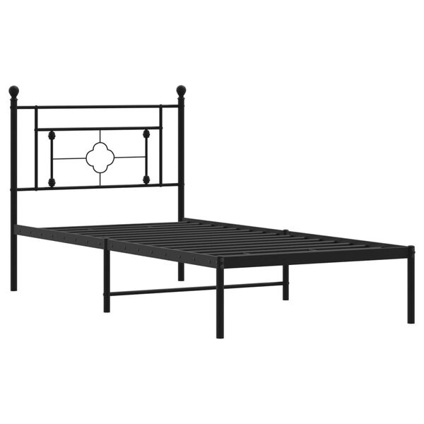 vidaXL Metal Bed Frame without Mattress with Headboard Black 90x190cm