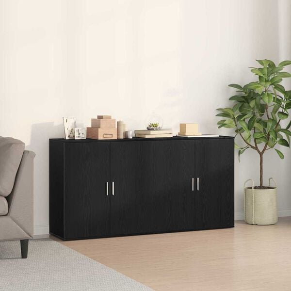 vidaXL Sideboards 2 pcs Black oak 79 x 38 x 80 cm Engineered wood
