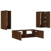 vidaXL 3 Piece TV Wall Cabinets with LED Lights Brown Oak