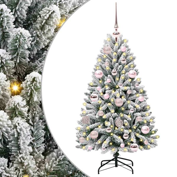 vidaXL Artificial Christmas Tree Green and White 120 cm PVC and Metal