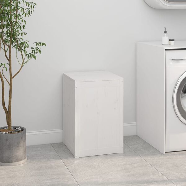 vidaXL Laundry Box White 44x44x66 cm Solid Wood Pine