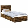 vidaXL Storage Bed with Drawer Smoked Oak 90 x 200 cm Engineered Wood