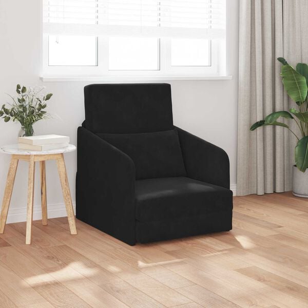 vidaXL Folding Sofa Bed Black 65 x 80 x 83 cm Velvet