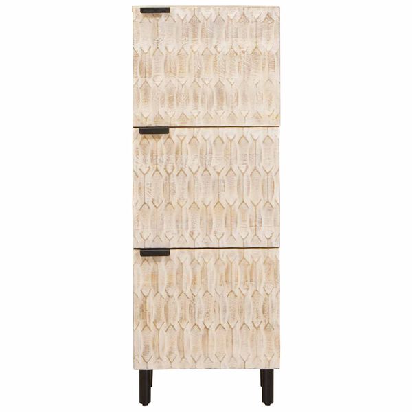 vidaXL Highboard White Wash Finish 40 x 33 x 110 cm Solid Mango Wood