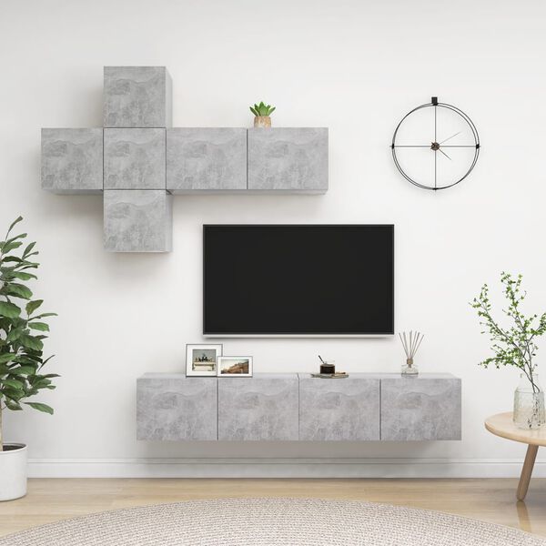vidaXL 7 Piece TV Cabinet Set Concrete Grey Engineered Wood