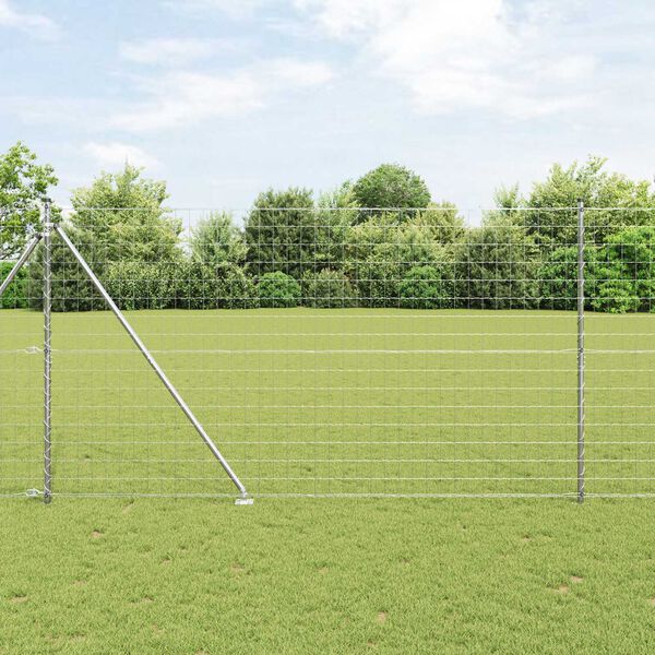 vidaXL Fence with Post Silver 1.6 x 10 m Steel