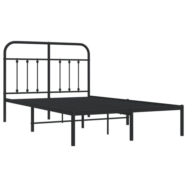 vidaXL Metal Bed Frame without Mattress with Headboard Black 120x190cm