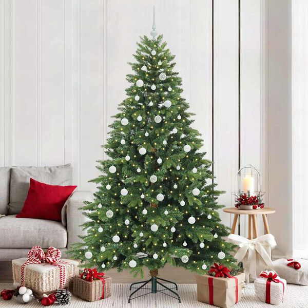 vidaXL Artificial Christmas Tree with 300 LEDs Green 210 cm PE and PVC