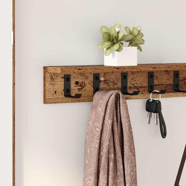 vidaXL Wall-Mounted Coat Rack Old Wood 100 x 10.5 x 10.5 cm