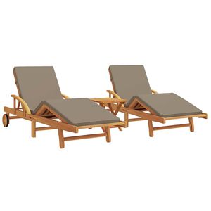 vidaXL Sun Lounger Reclining 3 pcs Taupe Solid Acacia Wood