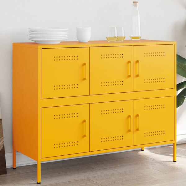vidaXL Sideboard Mustard Yellow 100.5x39x79 cm Steel