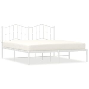 vidaXL Metal Bed Frame without Mattress with Headboard White 183x213cm