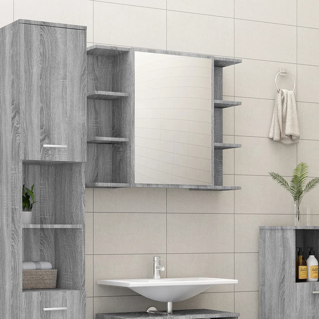 Grey bathroom deals mirror cabinet
