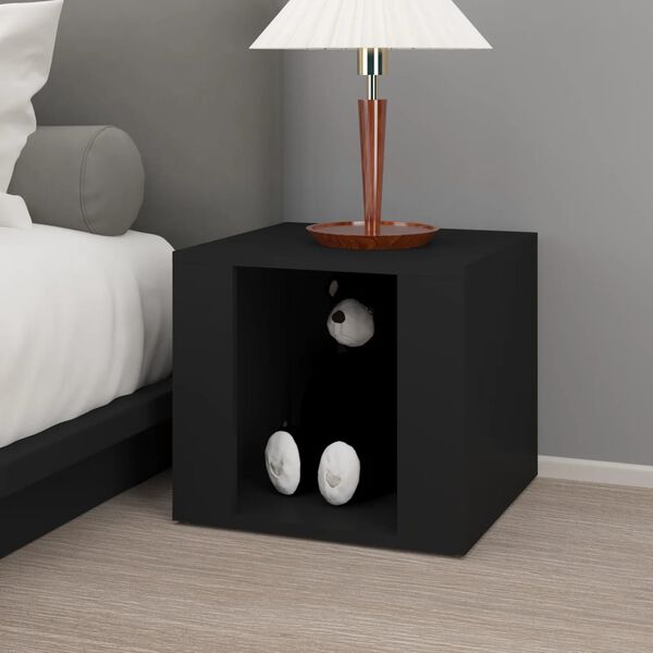vidaXL Bedside Table Black 41x40x36 cm Engineered Wood