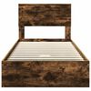 vidaXL Storage Bed with Drawer Smoked Oak 90 x 200 cm Engineered Wood