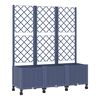 vidaXL Garden Planter with Trellis&Wheels Blue Grey 120 x 40 x 146 cm
