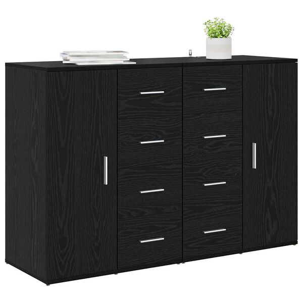 vidaXL Sideboards with Drawer Corona 2 pcs Black Oak 59 x 39 x 80 cm