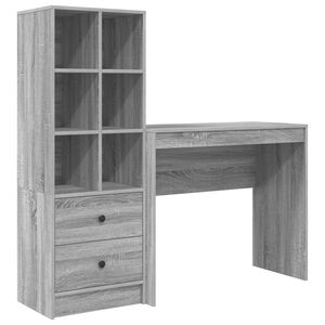 vidaXL Desk with Drawer with Shelf with Storage 2 pcs Grey Sonoma