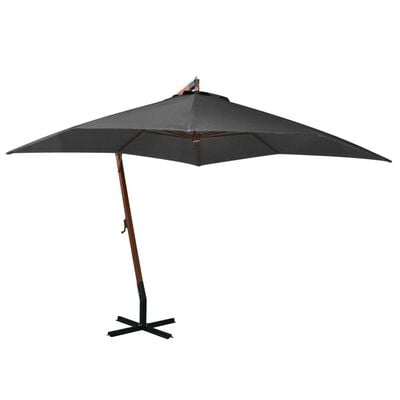 vidaXL Hanging Parasol with Pole Anthracite 3x3 m Solid Fir Wood