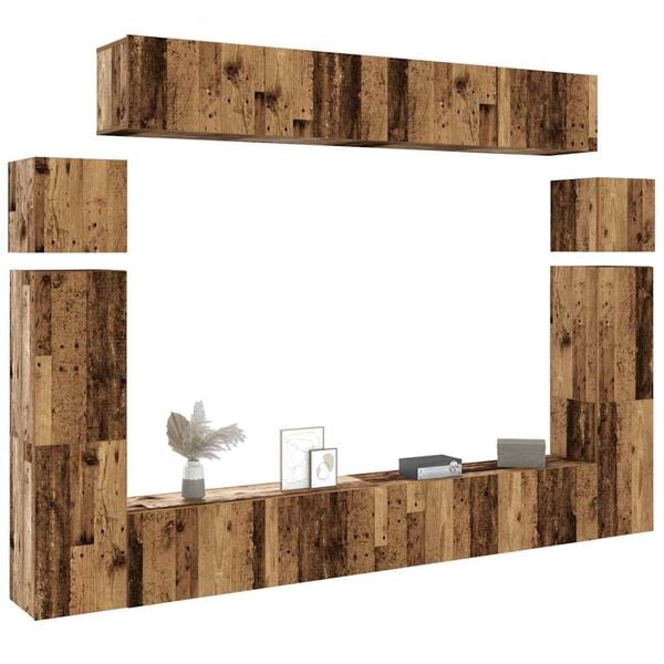 vidaXL 8 Piece TV Cabinet Set Wall-mounted Old Wood Engineered Wood