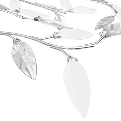 vidaXL Ceiling Lamp with Acrylic Crystal Leaf Arms for 5 E14 Bulbs White