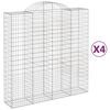 vidaXL Arched Gabion Baskets 4 pcs 200x50x200/220 cm Galvanised Iron