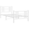 vidaXL Metal Bed Frame without Mattress with Footboard White 107x203cm