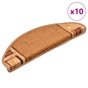 vidaXL Stair Mats Self-adhesive 10 pcs 65x21x4 cm Beige