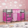 vidaXL Kids'Loft Bed Frame with Curtains Black and Pink 90 x 190 cm