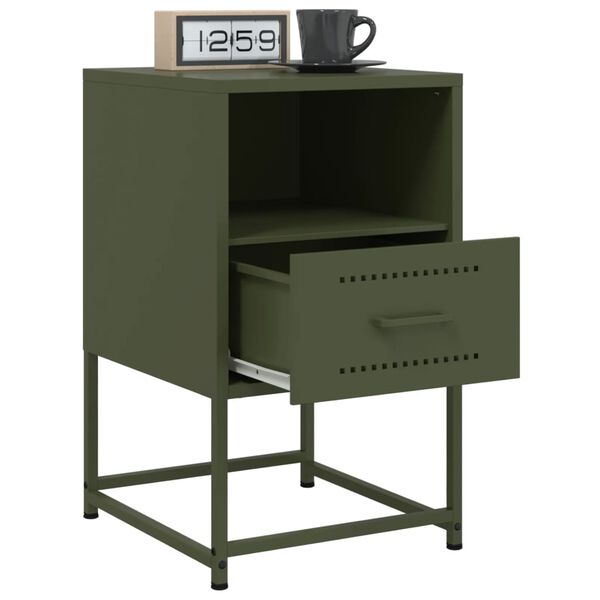 vidaXL Bedside Cabinets 2 pcs Olive Green 36x39x60.5 cm Steel