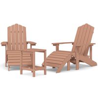 vidaXL Garden Adirondack Chairs with Footstool & Table HDPE Brown