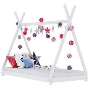 vidaXL Kids Bed Frame White Solid Pine Wood 90x200 cm